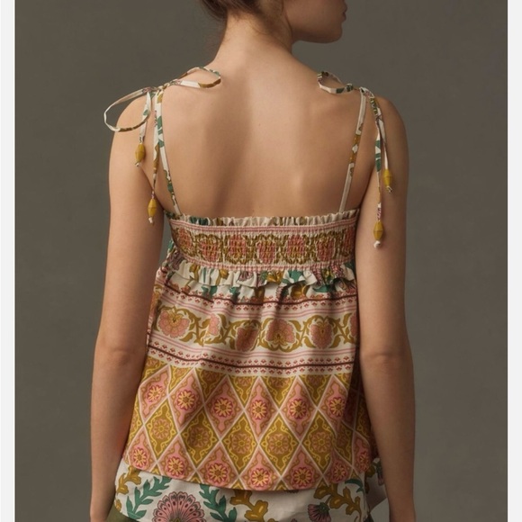 Sarah Hann Anthropologie Multicolor Smocked Tank Top NWOT - Picture 2 of 7
